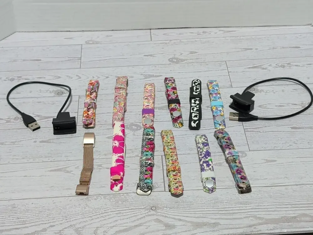 Fitbit Alta 2 Brand Chargers & 12 Different Generic Flower Bands For Model FB406